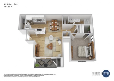 a 3d floor plan of the excelent corner apartments